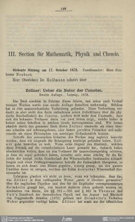 III. Sektion für Mathematik, Physik und Chemie