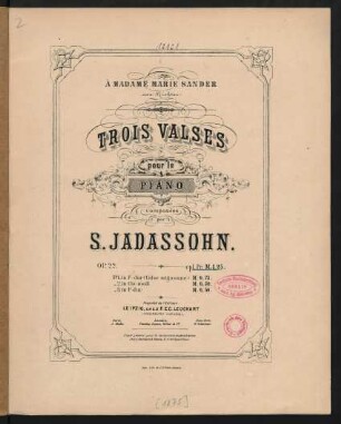 Trois valses pour le piano : op. 22