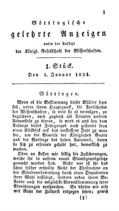 1.Stück. Den 1.Januar 1834 [-] 105. Stück. Den 30. Junius 1834.
