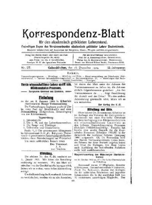 Hauptversammlung des Oldenburger Oberlehrer-Vereins