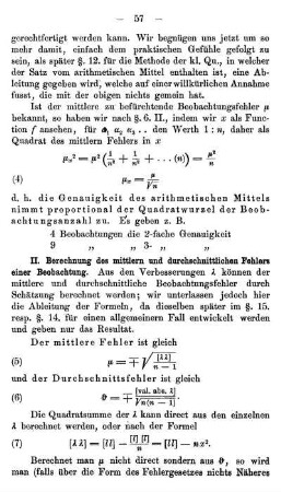 Berechnung des mittlern und des durchschnittlichen Beobachtungsfehlers aus den plausibelsten Beobachtungsfehlern