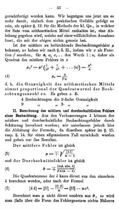 Berechnung des mittlern und des durchschnittlichen Beobachtungsfehlers aus den plausibelsten Beobachtungsfehlern