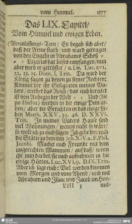 Das LIX. Capitel, Vom Himmel und ewigen Leben