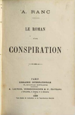 Le Roman d'une Conspiration