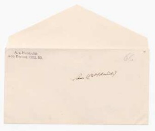 Notizen Humboldts zu Schnee, zu Schneeluft und zum Cyanometer in einem Umschlag mit der Aufschrift von Humboldts Hand "Schnee (Mitscherlich)".
