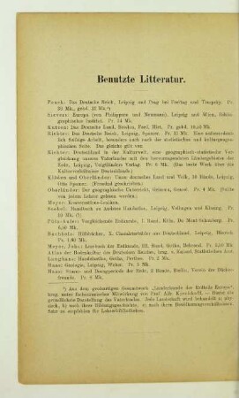 Benutzte Litteratur