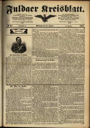Erste Ausgabe vom Mittwoch, den 26. Januar 1910.
