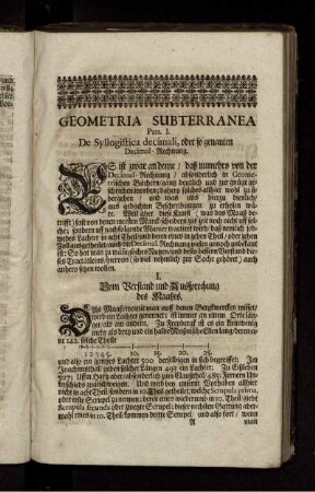 Pars 1. De Syllogistica decimali, oder so genanten Decimal-Rechnung