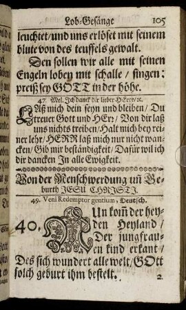 Von der Menschwerdung un[d] Geburth Jesu Christi.