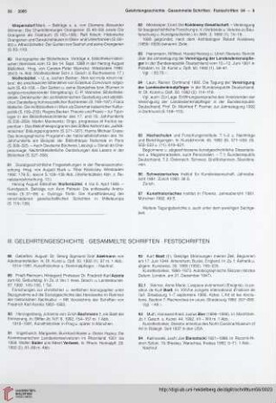 III. Gelehrtengeschichte. Gesammelte Schriften. Festschriften