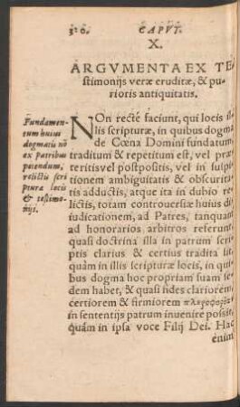 X. Argumenta Ex Testimoniis verae eruditae, & purioris antiquitatis.