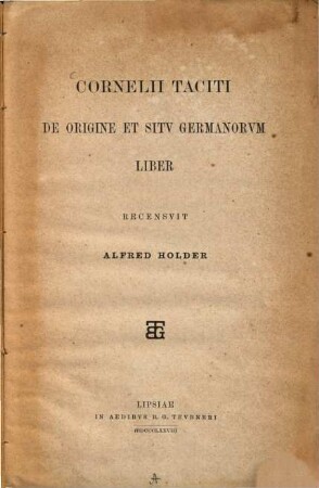 Cornelii Taciti De origine et situ Germanorum liber