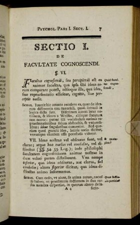 Sectio I. De facultate cognoscendi.