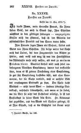 No. XXXVII. Forster an Jacobi