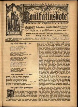 Erste Ausgabe vom Sonntag, den 15. Mai 1904.