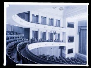 Theaterbau des Komödienhauses, Berlin: Ansicht Zuschauerraum und Proszenium (Negativ zu Inv. Nr. TBS 027,15)
