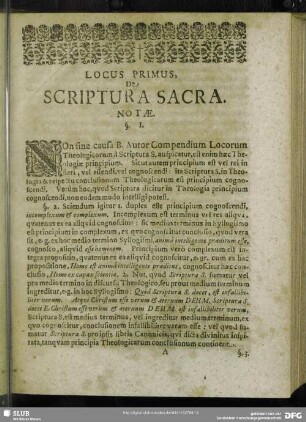 Locus Prima. De Scriptura Sacra