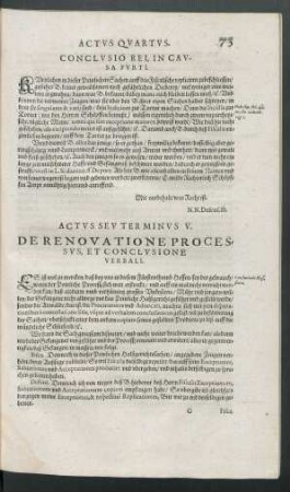 Actus Seu Terminus V. De Renovatione Processus, Et Conclusione Verbali