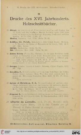 II. Drucke des XVI. Jahrhunderts. Holzschnittbücher (Nr. 21 - 378)