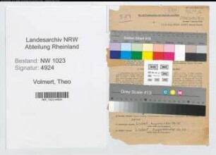 Entnazifizierung Theo Volmert , geb. 01.02.1903 (Lehrer)