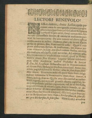 Lectori Benevolo! Nullus dubito, Amice Lector, quin petitioni meae corrigendis erratis typographicis ...