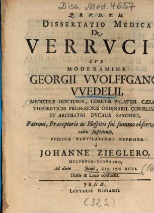 Dissertatio Medica De Verrvcis