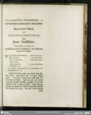 Vierzehender Absatz. De Cataplasmatibus. Von denen Umschlägen