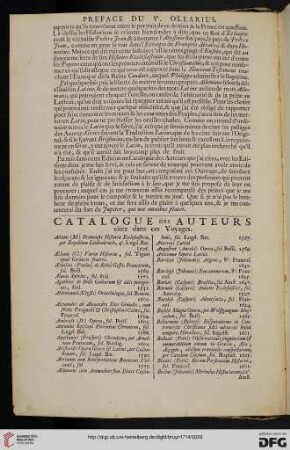 Catalogue des auteurs citez dans ces voyages