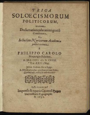 Triga Soloecismorum Politicorum