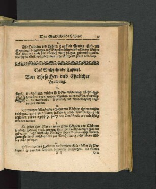 Das Sechzehende Capitel. Von Ehesachen und Ehelicher Trawung.
