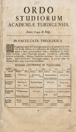 Ordo studiorum Academiae Tubingensis
