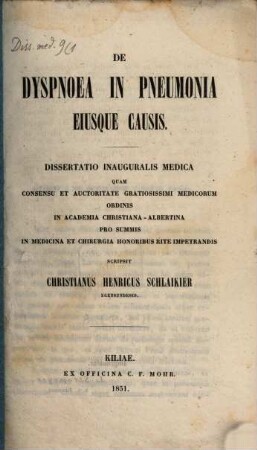 De dyspnoea in pneumonia ejusque causis : Diss. med.