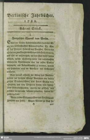 I. Fortgesetzte Chronik von Berlin