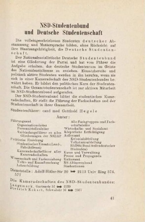 41-42, NSD-Studentenbund und Deutsche Studentenschaft