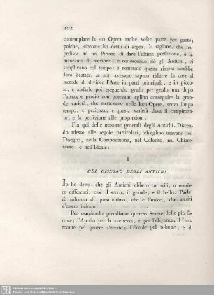 I. Del Disegno Degli Antichi.