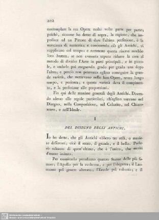 I. Del Disegno Degli Antichi.