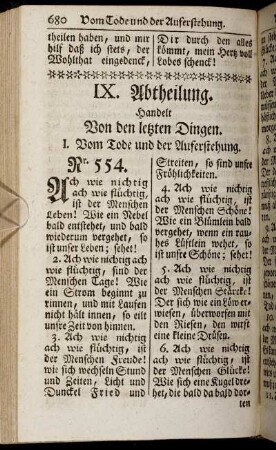 IX. Abtheilung. Handelt von den letzten Dingen.