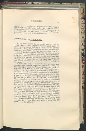 "Letras españolas" , por Juan Más y Pí