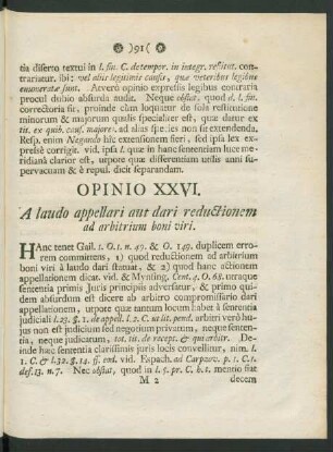 Opinio XXVI. A laudo appellari aut dari reductionem ad arbitrium boni viri.