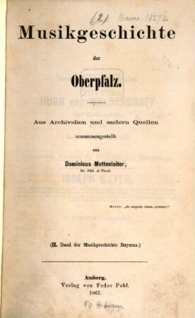 Musikgeschichte der Oberpfalz