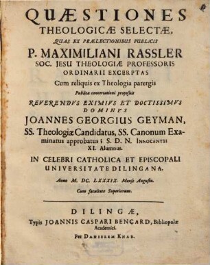 Quæstiones Theologicæ Selectæ