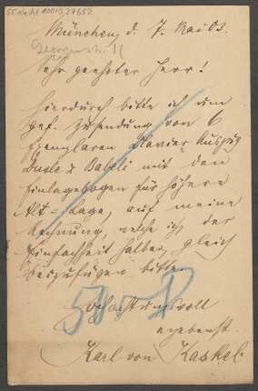Brief an B. Schott's Söhne : 07.05.1903
