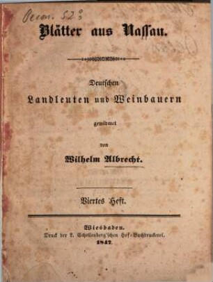 Blätter aus Nassau : Deutschen Landleuten und Weinbauern gewidmet von Wilhelm Albrecht, 4