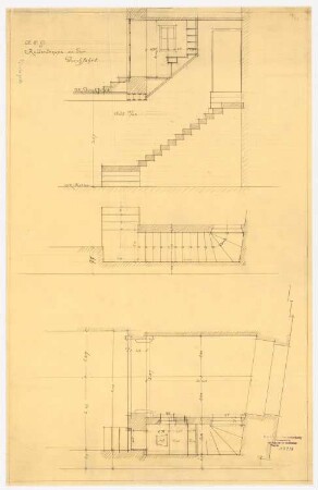 AEG-Hauptverwaltungsgebäude, Berlin: Kellertreppe in Grundriss und Schnitt
