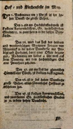 Hochfürstlich-Freysingischer Hof- und Kirchenkalender : auf das Jahr nach der gnadenreichen Geburt Jesu Christi ... mit beygefügtem Schematismo. 1798