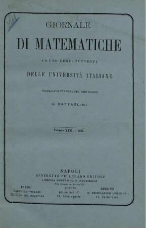 26: Giornale di matematiche