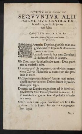 Sequuntur Alii Psalmi, Sive Cantica Ex sacris literis, in Ecclesiis cantari solita.