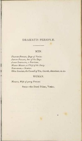 Dramatis Personæ.