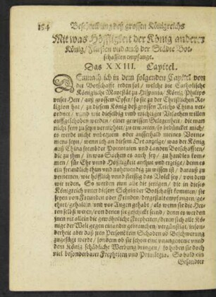 Mit was Höffligkeit der König anderer König/ Fürsten und auch der Städte Botschafften empfange. Das XXIII. Capitel.