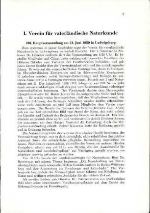 I. Verein für vaterländische Naturkunde